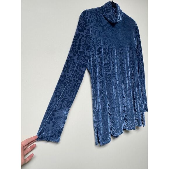 SOFT SURROUNDINGS Walden Velvet Turtleneck Dark Teal Blue, Sz M - Picture 3 of 12